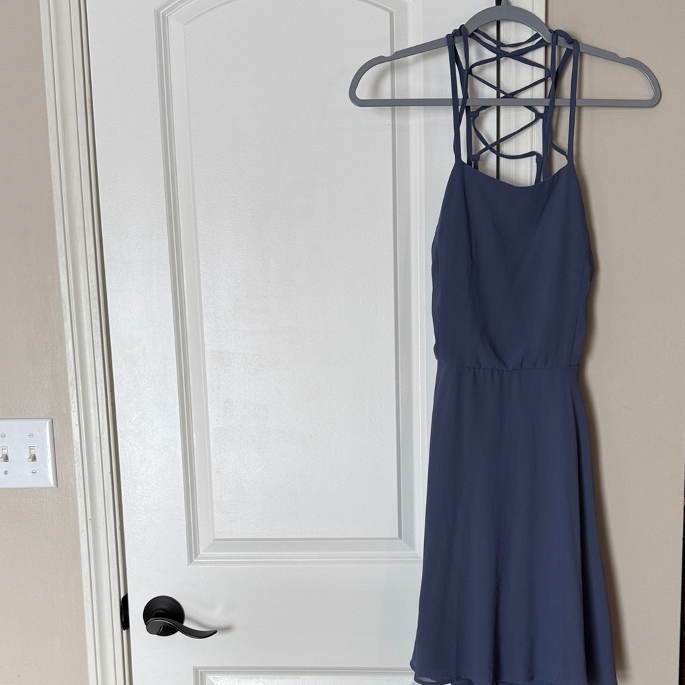 Lulu's Elegant Navy Backless Dress